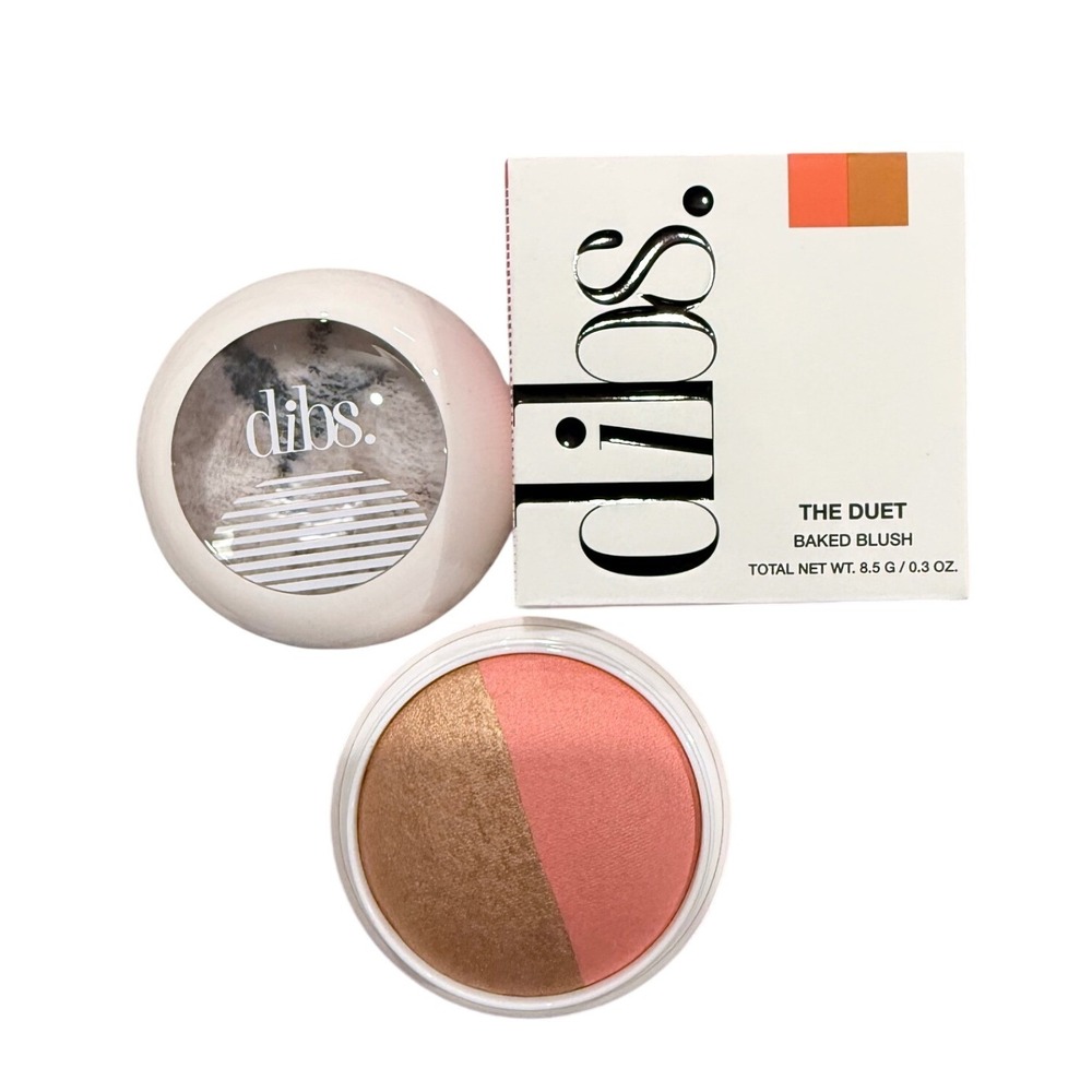 DIBS Beauty The Duet Baked Blush Starstruck Coral Pink Gold 8.5g 0.3oz
